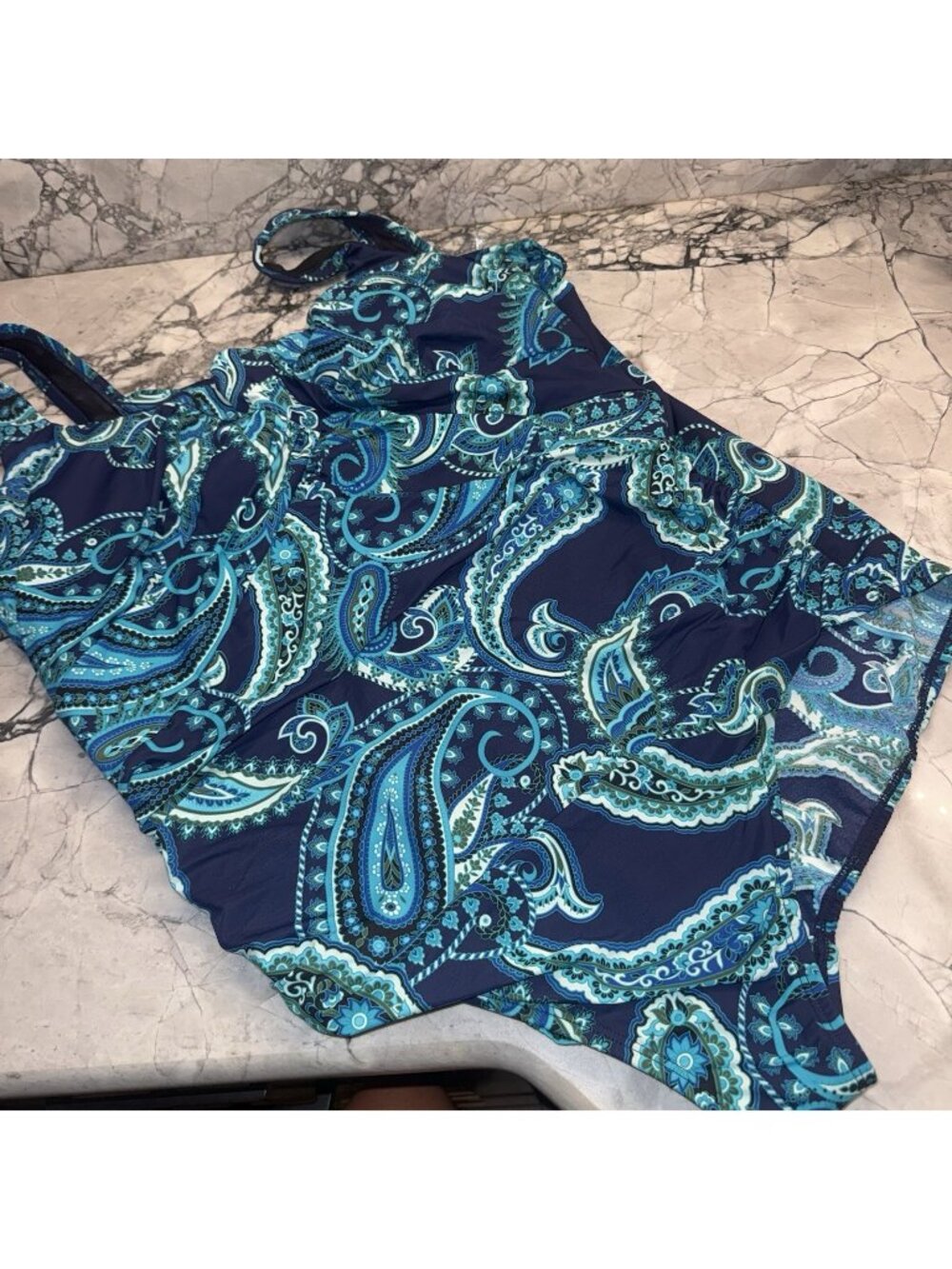 Lands' End Paisley Slender Carmela One Piece Swimsuit Underwire Bra Size 20W